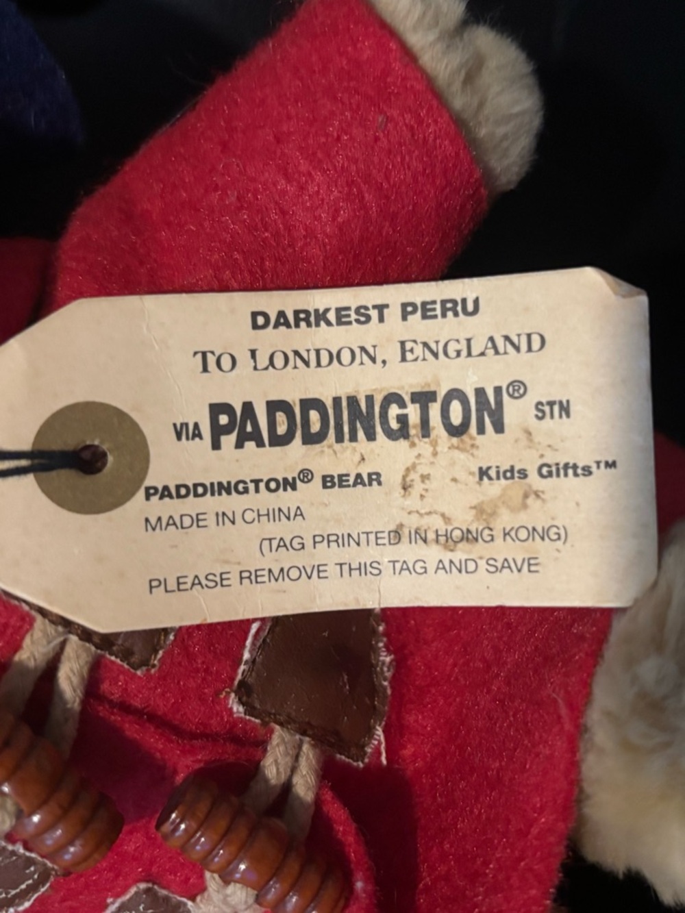 Stuffed Bear Plush in Red Coat and Navy Hat - Classic Paddington Style - Picture 2 of 5